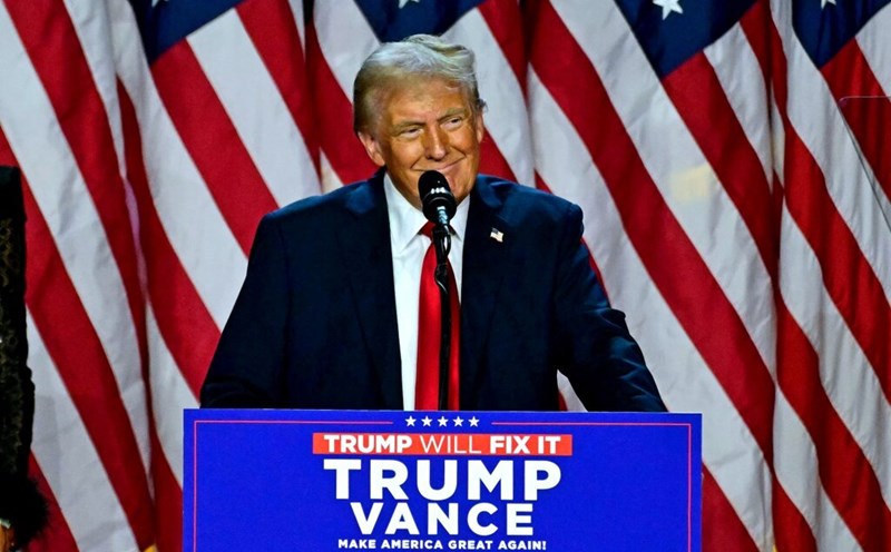 Donald Trump speaks at an election night event in West Palm Beach, Florida on November 6. Photo: AFP