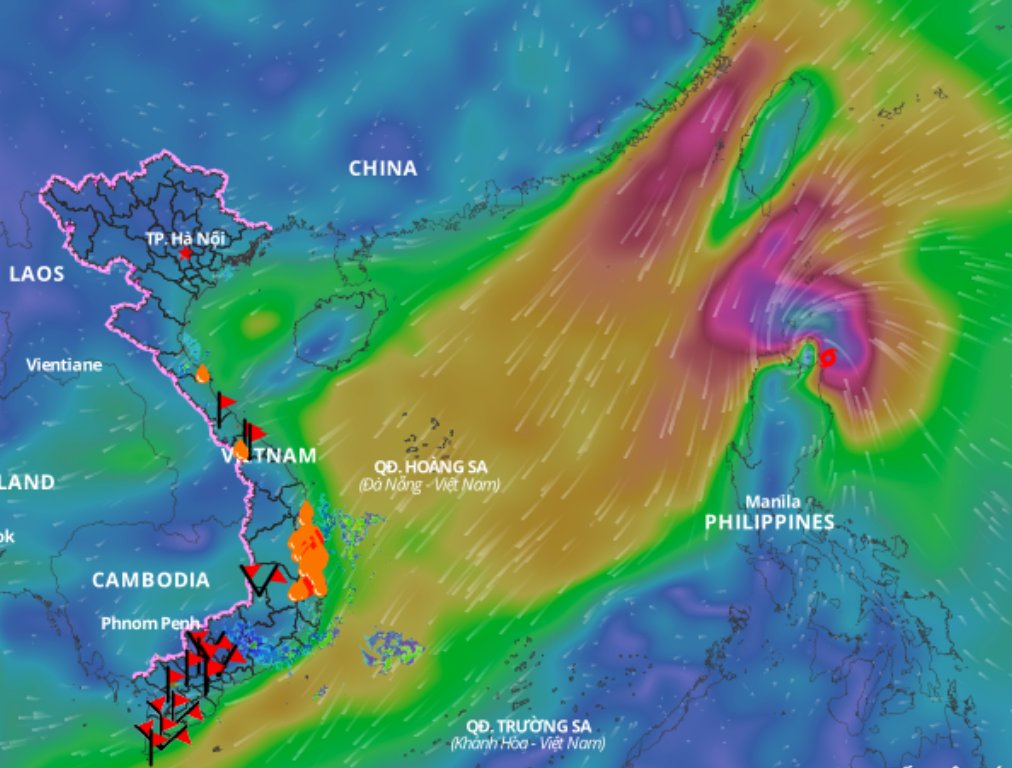 Location of Typhoon Yinxing at 3:00 p.m. on November 7. Source: Vietnam Disaster Monitoring System
