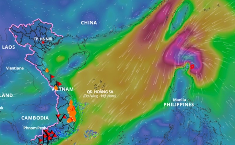 Location of Typhoon Yinxing at 3:00 p.m. on November 7. Source: Vietnam Disaster Monitoring System