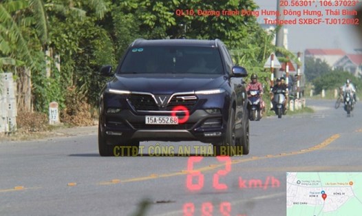 Xe bị phạt nguội ở Thái Bình. Ảnh: Công an Thái Bình