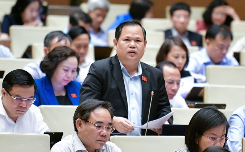 Delegate Nguyen Duy Thanh (Ca Mau Delegation) talks about the issue of electricity prices. Photo: Pham Thang