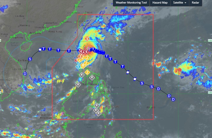 Du bao duong di moi nhat cua bao Yinxing. Anh: PAGASA