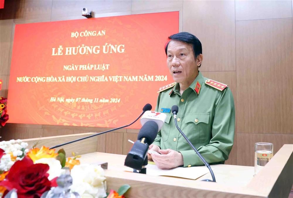 Minister of Public Security Luong Tam Quang gave a speech at the ceremony. Photo: Ministry of Public Security