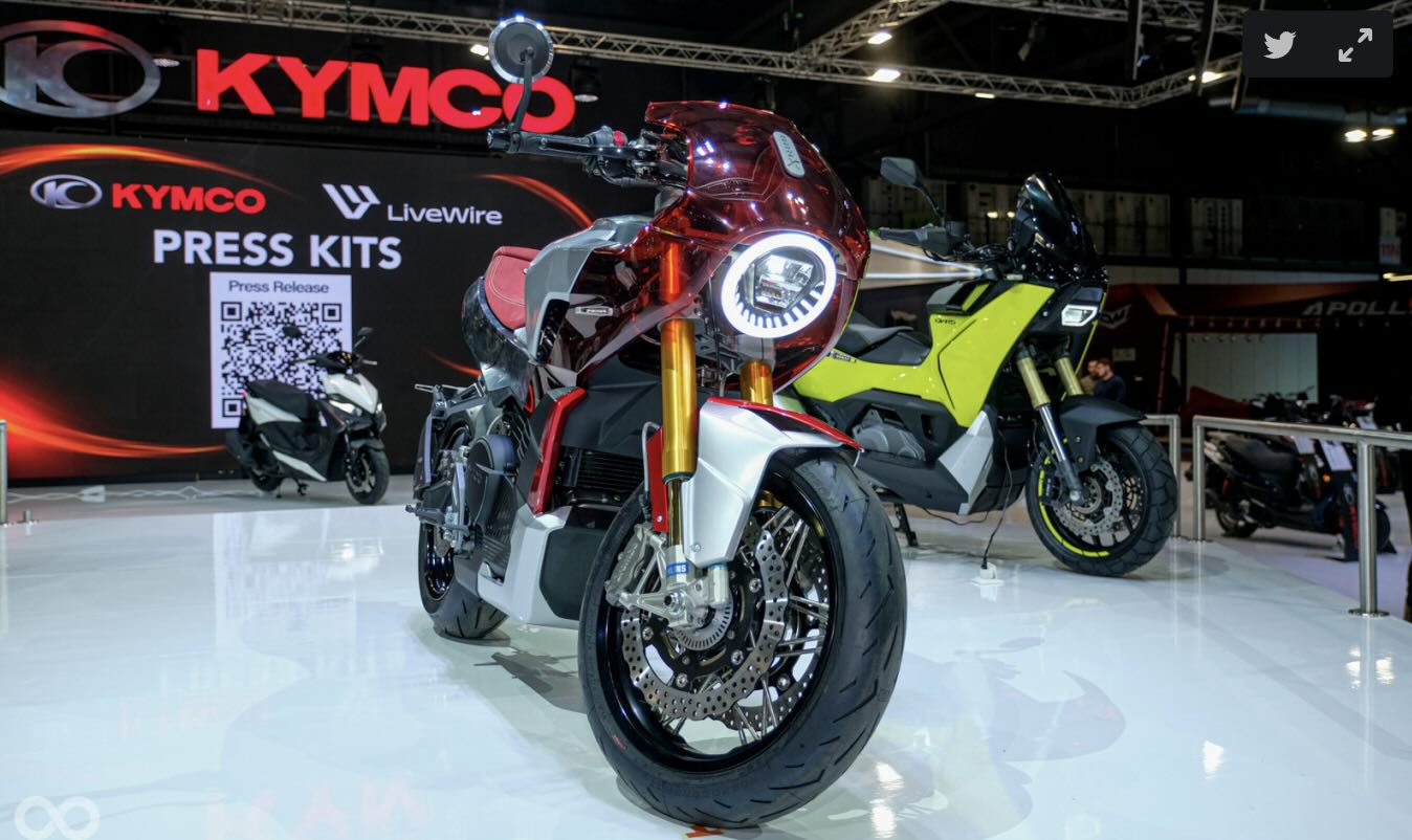 Moto dien RevoNEX tai gian hang cua Kymco o EICMA 2024. Anh: Supermoto8