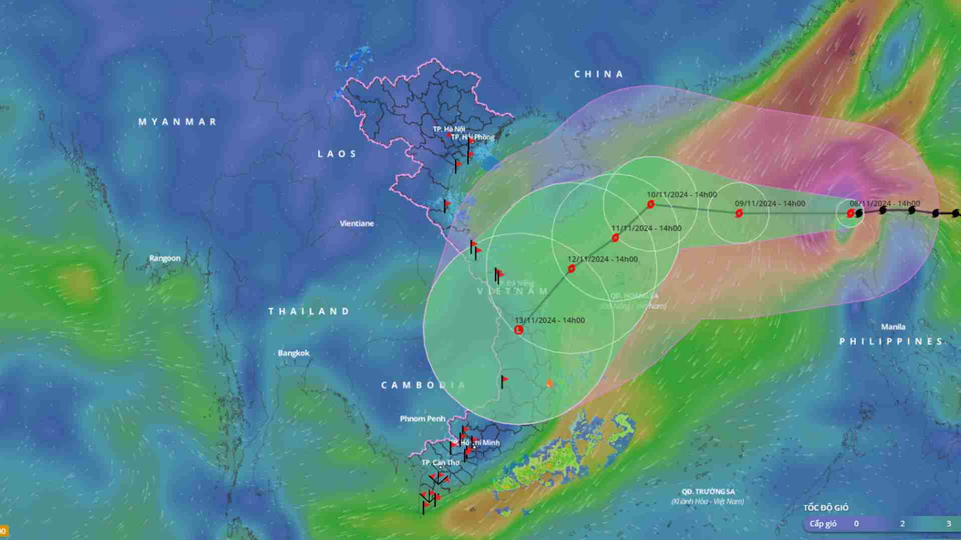 Location of Typhoon Yinxing at 8:00 a.m. on November 7. Source: Vietnam Disaster Monitoring System