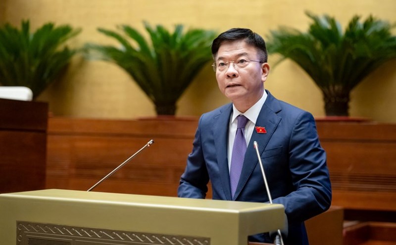 Deputy Prime Minister Le Thanh Long presented a proposal on investment policy for the national target program on drug prevention and control. Photo: Pham Thang