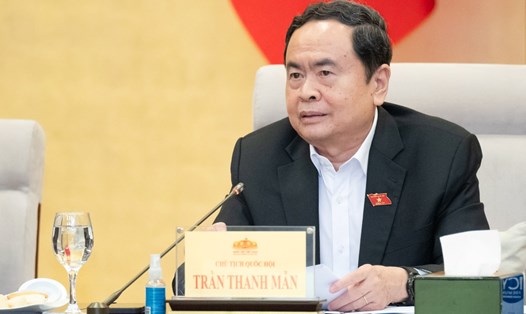 Chủ tịch Quốc hội Trần Thanh Mẫn kết luận nội dung cuộc họp. Ảnh: Phạm Thắng