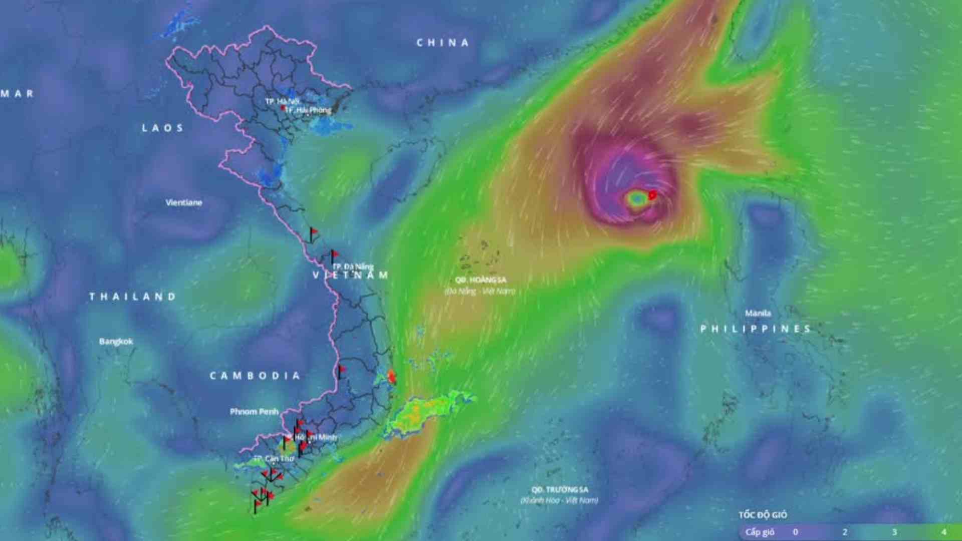 Location of Typhoon Yinxing at 8:00 p.m. on November 8. Source: Vietnam Disaster Monitoring System