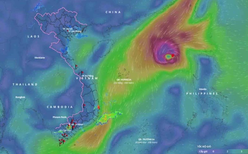 Location of Typhoon Yinxing at 8:00 p.m. on November 8. Source: Vietnam Disaster Monitoring System