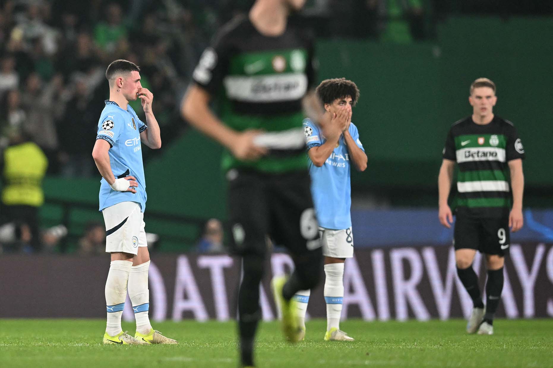 Man City tham bai 1-4 truoc Sporting tai Champions League.  Anh: AFP