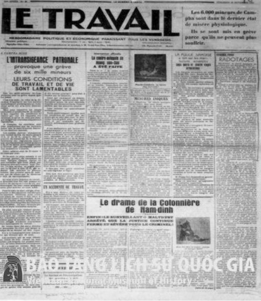Newspapers reported daily on the developments of the General Strike of thirty thousand miners in Hon Gai Cam Pha. Photo: Document