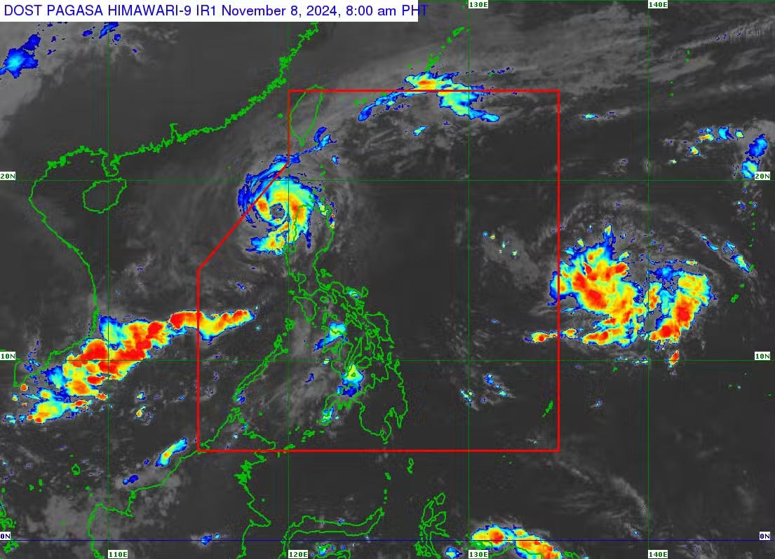 Anh ve tinh chup bao Yinxing va vung ap thap moi. Anh: PAGASA