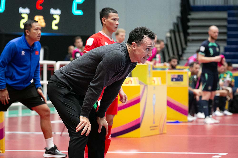 Coach Diego Giustozzi and the Vietnamese futsal team won tickets to the final of the 2024 Southeast Asian tournament. Photo: AFF