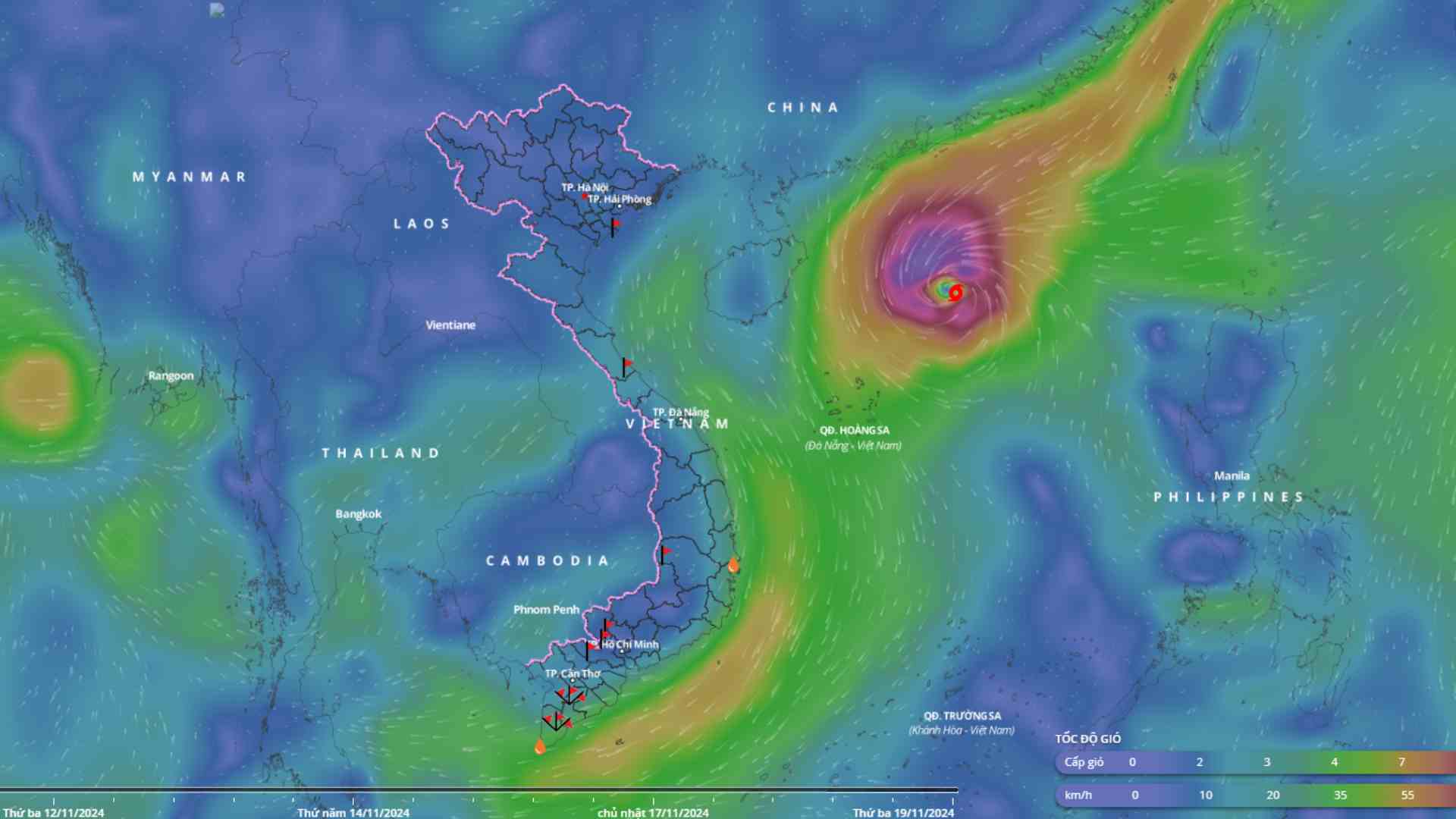 Location of storm No. 7 Yinxing at 2:00 p.m. on November 9. Source: Vietnam Disaster Monitoring System