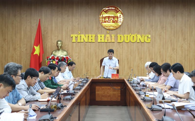 Hai Duong Provincial People's Committee held a meeting to discuss and request to speed up the disbursement of public investment projects across the province. Photo: Hai Duong Portal