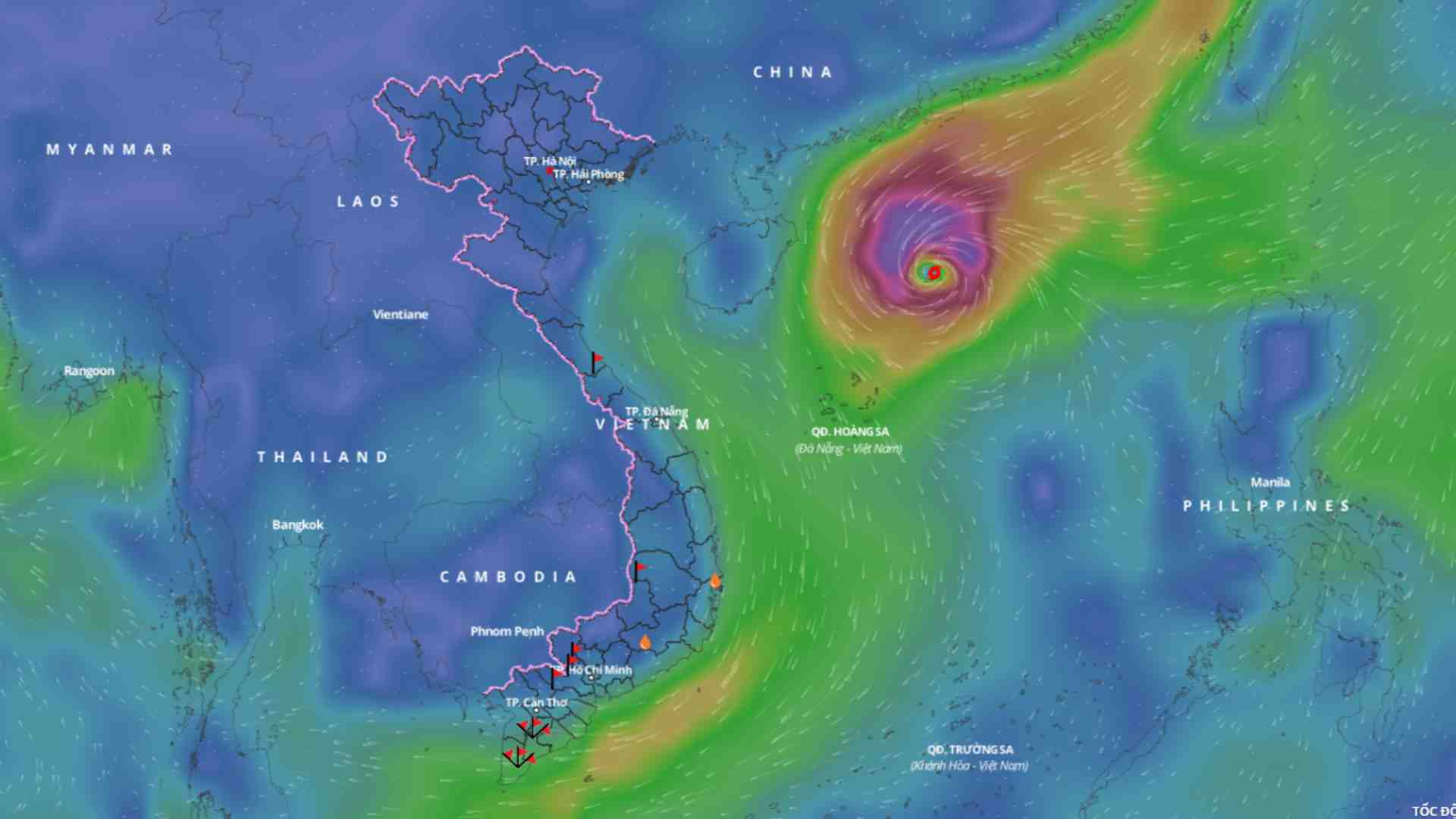 Location of storm No. 7 Yinxing at 8:00 p.m. on November 9. Source: Vietnam Disaster Monitoring System