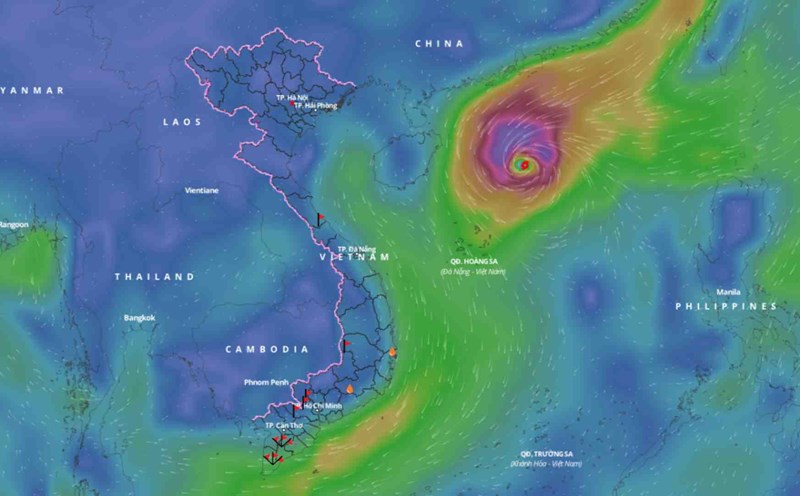 Location of storm No. 7 Yinxing at 8:00 p.m. on November 9. Source: Vietnam Disaster Monitoring System