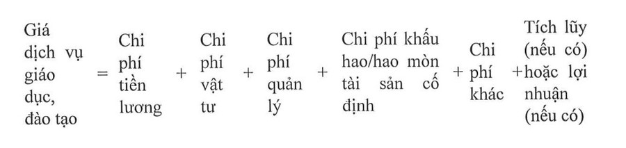 Cong thuc xac dinh gia dich vu giao duc, dao tao. Anh chup man hinh  