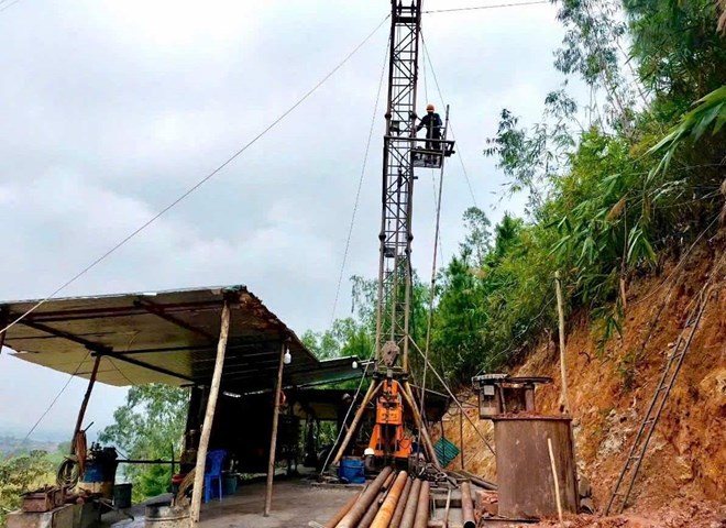 Construction site of HR249 coal exploration borehole in Ha Long. Photo: TKV