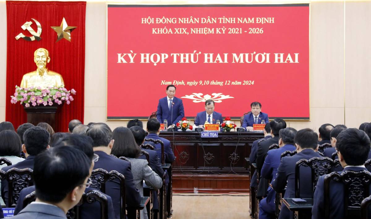 Meeting of the 19th Nam Dinh Provincial People's Council, term 2021 - 2026. Photo: Ha Vi