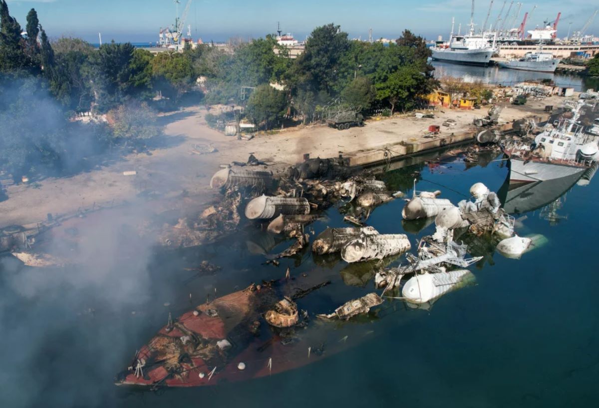 Syrian naval vessels destroyed in an Israeli attack in the port city of Latakia on December 10, 2024. Photo: AFP