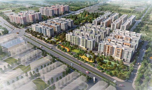 Phối cảnh dự án xây dựng Nhà ở xã hội (giai đoạn 1) tại phường Tràng Cát, quận Hải An thuộc Khu Kinh tế Đình Vũ – Cát Hải, Hải Phòng được khởi công năm 2024. Ảnh: Cổng TTĐT Hải Phòng