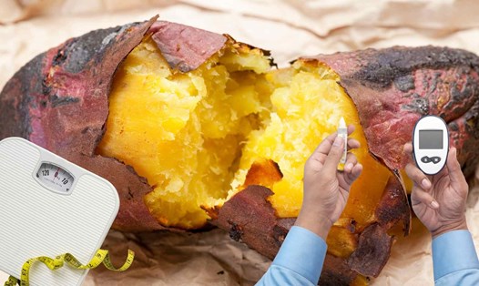 Khoai lang nướng giúp kiểm soát đường huyết. Đồ họa: Hạ Mây