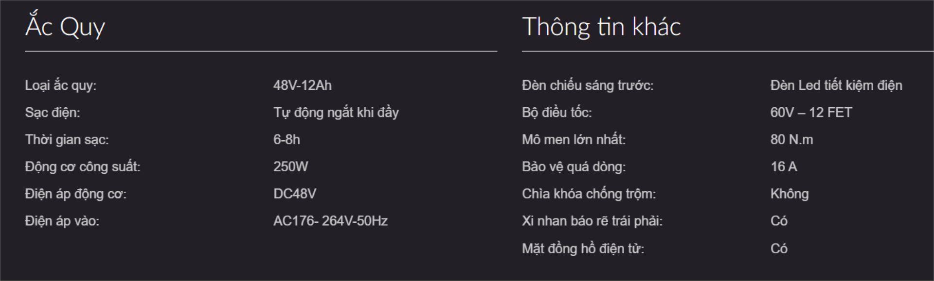 Mot vai thong so xe dien Pega Zinger+. Nguon: Pega 