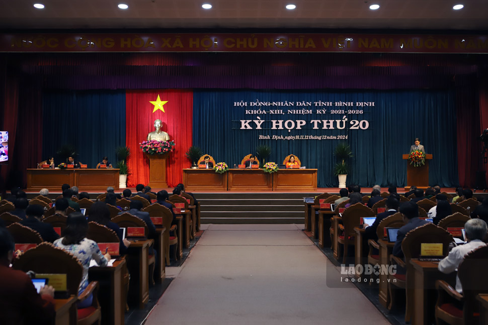 View of the 20th Session, the 13th term of Binh Dinh Provincial People's Council, term 2021-2026. Photo: Hoai Luan
