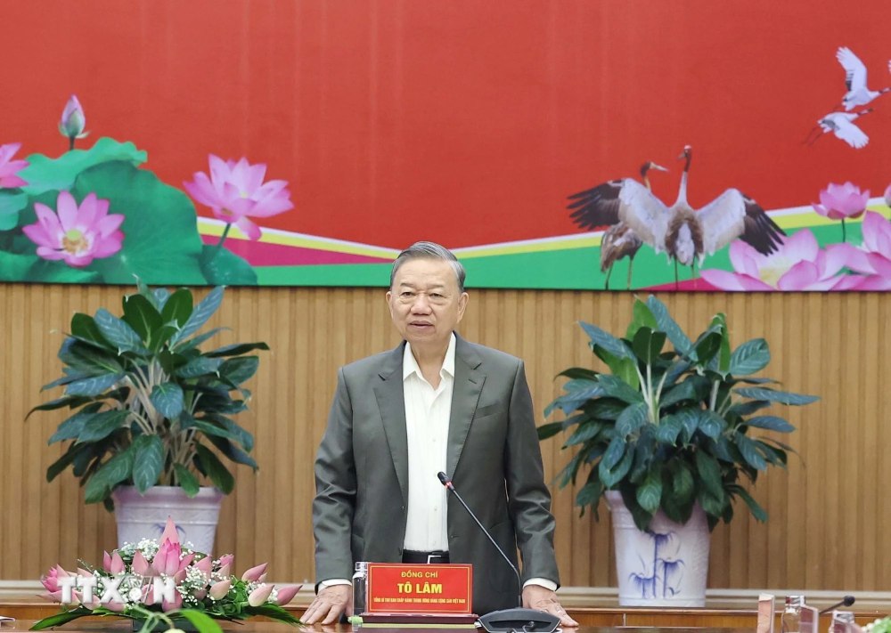 General Secretary To Lam emphasized the need to develop Dong Thap province into a leading group in the Mekong Delta region. Photo: VNA