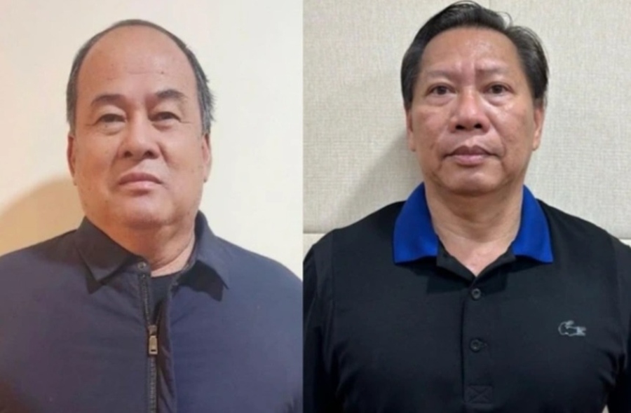 Former Chairman of An Giang Provincial People's Committee Nguyen Thanh Binh (left) and former Vice Chairman of the province Tran Anh Thu were proposed for prosecution. Photo: VOV