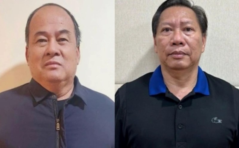 Former Chairman of An Giang Provincial People's Committee Nguyen Thanh Binh (left) and former Vice Chairman of the province Tran Anh Thu were proposed for prosecution. Photo: VOV