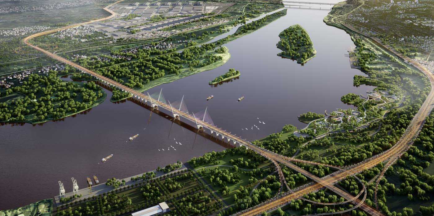 Hanoi approved the plan and location of Thuong Cat bridge and the roads at both ends of the bridge in Bac Tu Liem district and Dong Anh district. Photo: Design unit