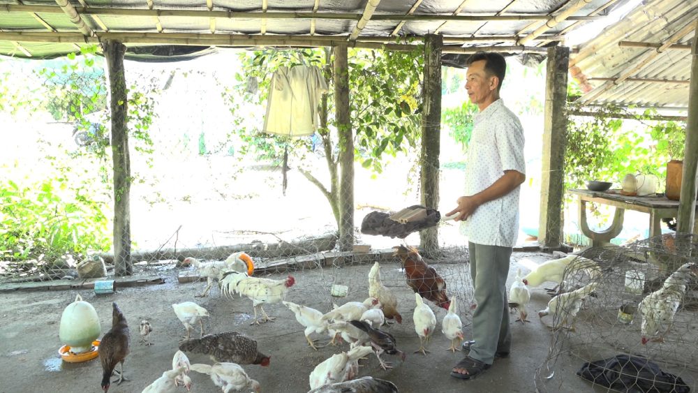 Ong Duc khong chi phat trien kinh te gia dinh minh ma con van dong ba con xom ap doan ket giup nhau lam an vuon len. Anh: Xuan Nhi