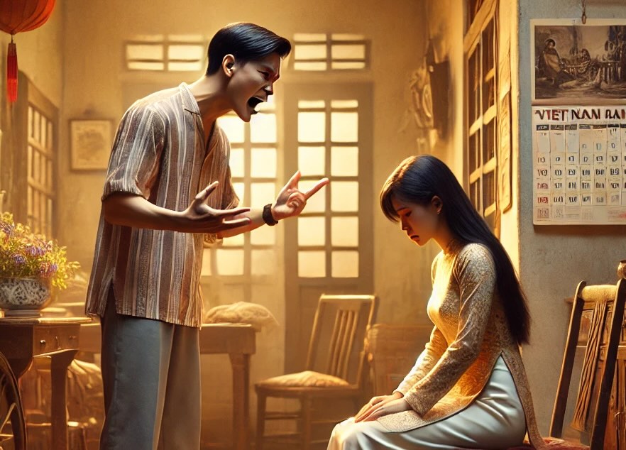 A husband in Quang Binh was fined 15 million VND for beating and insulting his wife. Illustrative photo AI