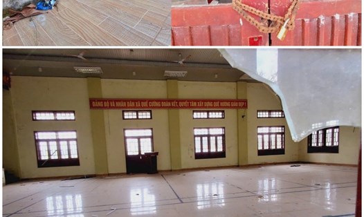 Trụ sở Trung tâm Văn hóa thể thao tiền tỉ ở xã Quế Cường, huyện Quế Sơn, Quảng Nam xuống cấp, hoang phế sau sáp nhập xã. Ảnh: Nguyễn Hoàng