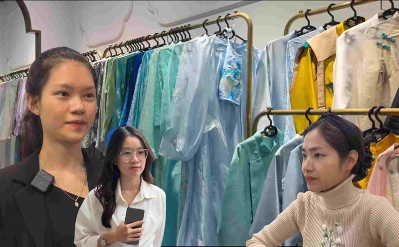 Ao dai tailoring workshop working overtime to serve people during Tet. Photo: Huyen Trang