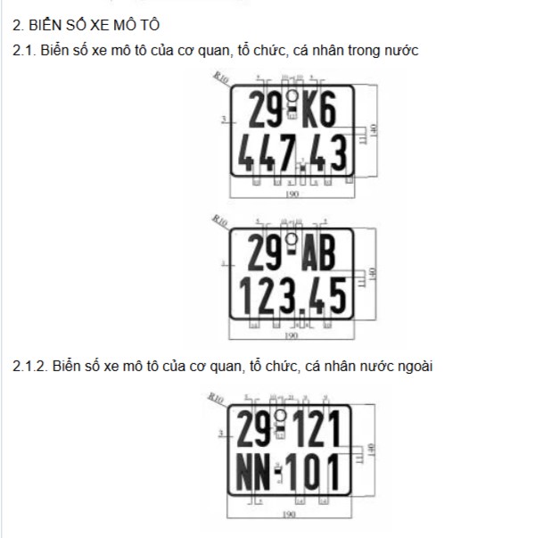 Motorcycle license plate models from 2025. Photo: Ministry of Public Security