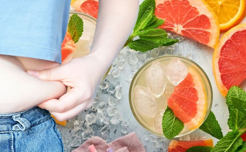 Grapefruit and mint leaf detox water helps reduce fat and lose weight. Graphics: Thanh Thanh