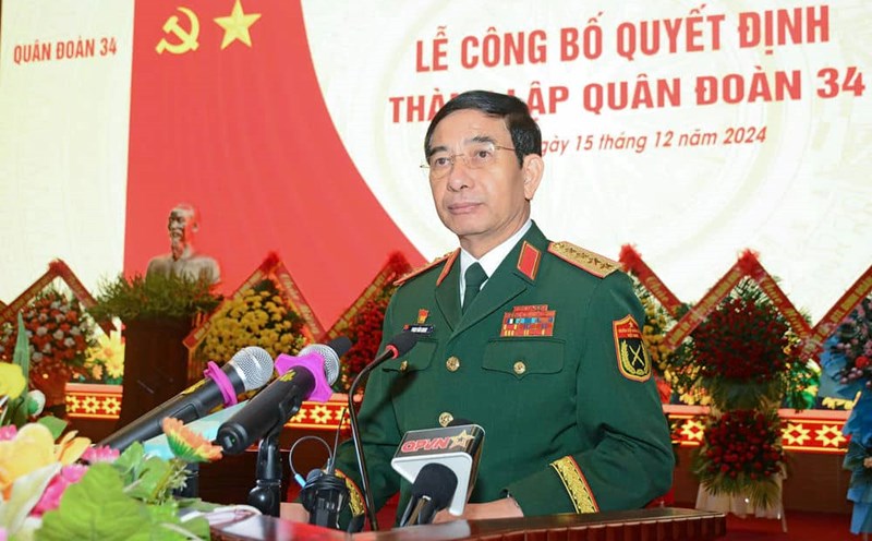 General Phan Van Giang speaks at the founding ceremony of the 34th Army Corps. Photo: Anh Son