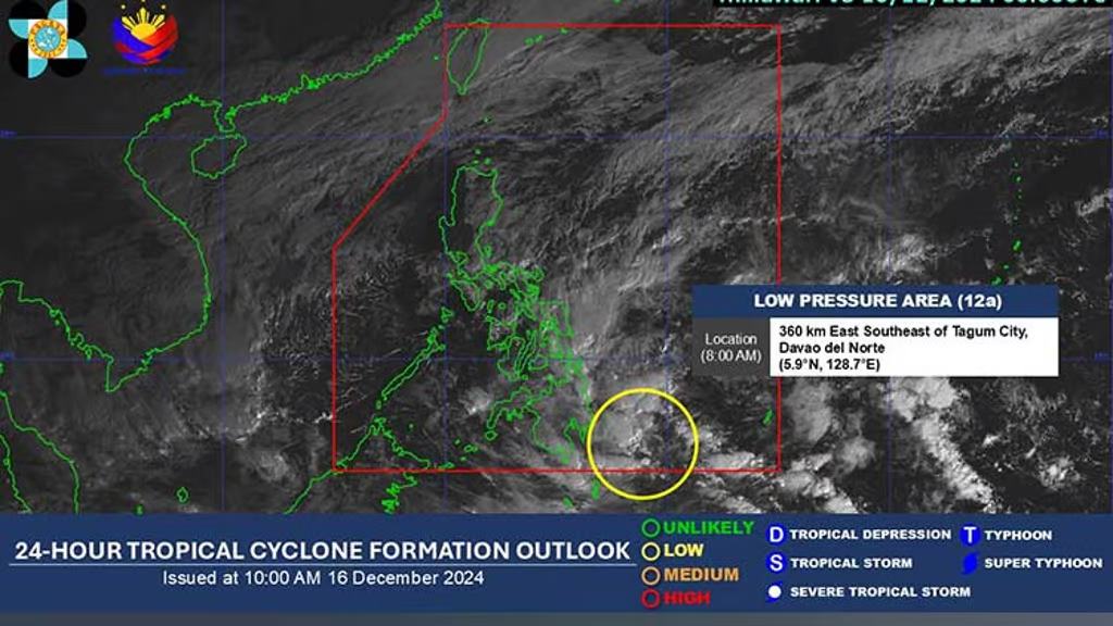 Vung ap thap co kha nang tao thanh ap thap nhiet doi gan Bien Dong. Anh: PAGASA