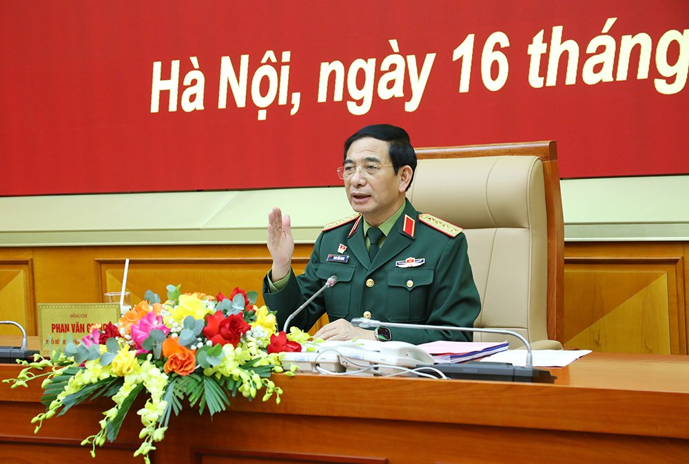 General Phan Van Giang - Deputy Secretary of the Central Military Commission, Minister of National Defense - spoke at the Conference. Photo: mod.gov.vn