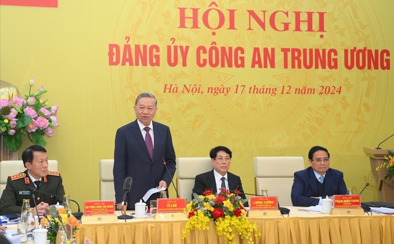 General Secretary To Lam gives a speech at the conference of the Central Public Security Party Committee. Photo: Ministry of Public Security
