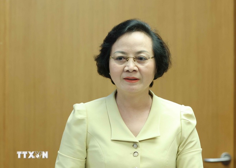 Minister of Home Affairs Pham Thi Thanh Tra said that the Government apparatus is expected to have 13 ministries after the restructuring and streamlining of the apparatus. Photo: Phuong Hoa/VNA