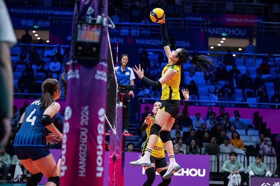 LPB Ninh Binh lost 0-3 to NEC Red Rockets in the opening match of the 2024 Volleyball Club World Championship. Photo: AVC