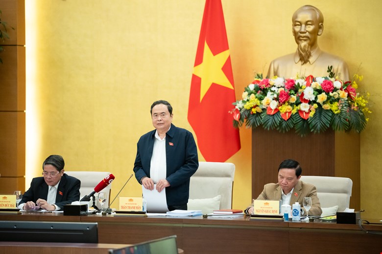 National Assembly Chairman Tran Thanh Man chaired a meeting with National Assembly agencies to summarize work in 2024. Photo: Quochoi.vn