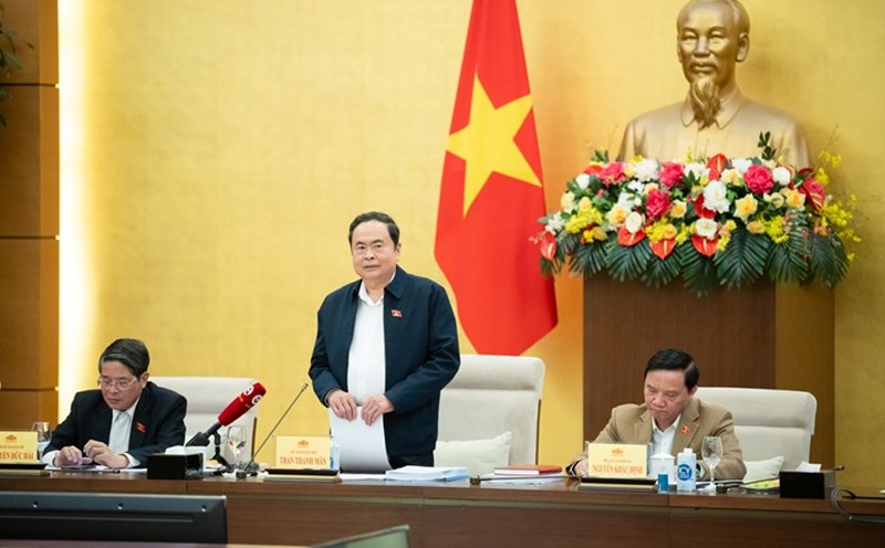 National Assembly Chairman Tran Thanh Man chaired a meeting with National Assembly agencies to summarize work in 2024. Photo: Quochoi.vn