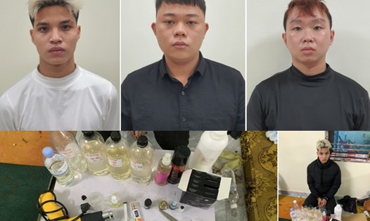 Các đối tượng cùng tang vật. Ảnh: Công an Hải Phòng