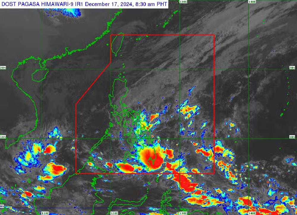 Vung ap thap ben trong khu vuc trach nhiem cua Philippines (PAR) duoc du bao se phat trien thanh mot con bao nhiet doi trong 24 gio toi. Anh: PAGASA