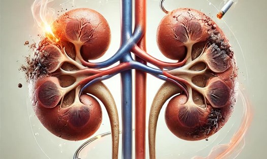 Thận bị ảnh hưởng nghiêm trọng nếu bạn hút thuốc lá. Đồ họa: Hương Giang